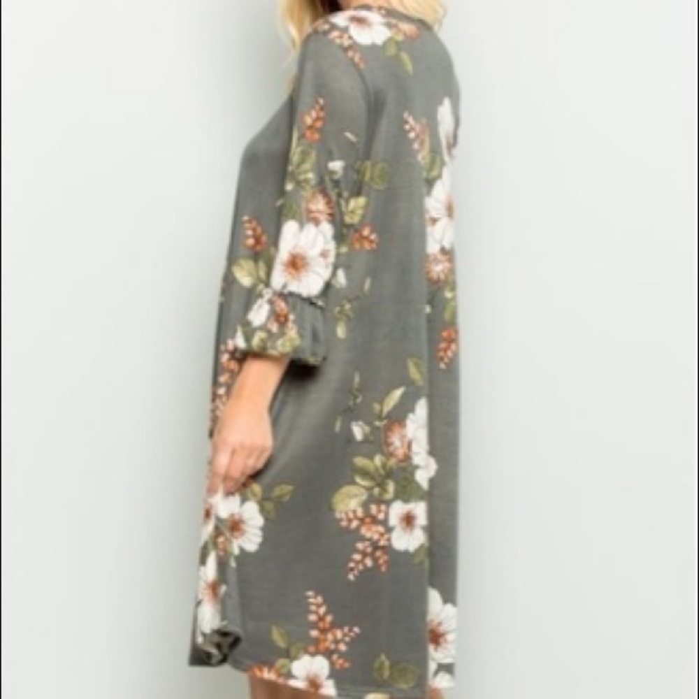 Sage Floral Dress - Picture 2 of 2